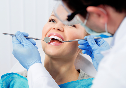 woman in a dental chair